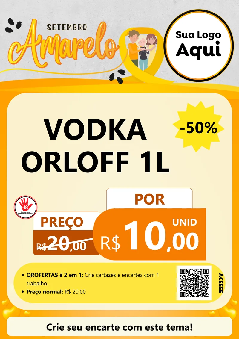 Modelo de Cartaz para Cartaz A4 Vertical com o tema Setembro Amarelo para Distribuidora de bebidas
