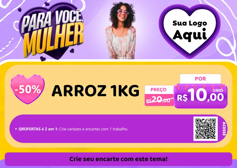 Modelo de Cartaz para Cartaz A4 Horizontal com o tema Para Você, Mulher para Supermercado