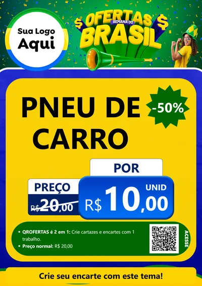 Modelo de Cartaz para Cartaz A4 Vertical com o tema Ofertas Semana do Brasil para Auto peças