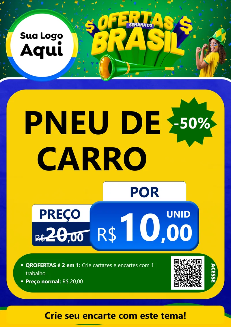 Modelo de Cartaz para Cartaz A4 Vertical com o tema Ofertas Semana do Brasil para Auto peças