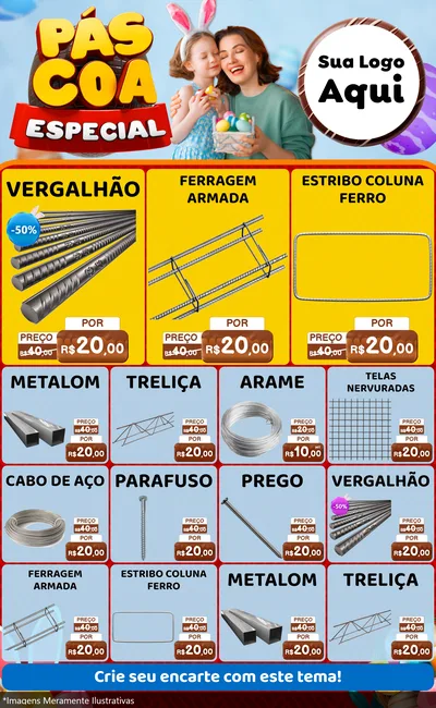 Modelo de Encarte para Encarte Grande com o tema Páscoa Especial para Ferragens