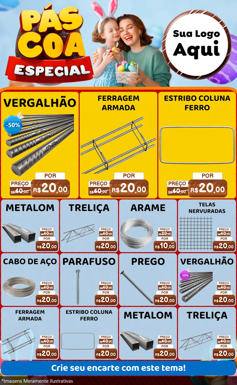 Modelo de Encarte para Encarte Grande com o tema Páscoa Especial para Ferragens