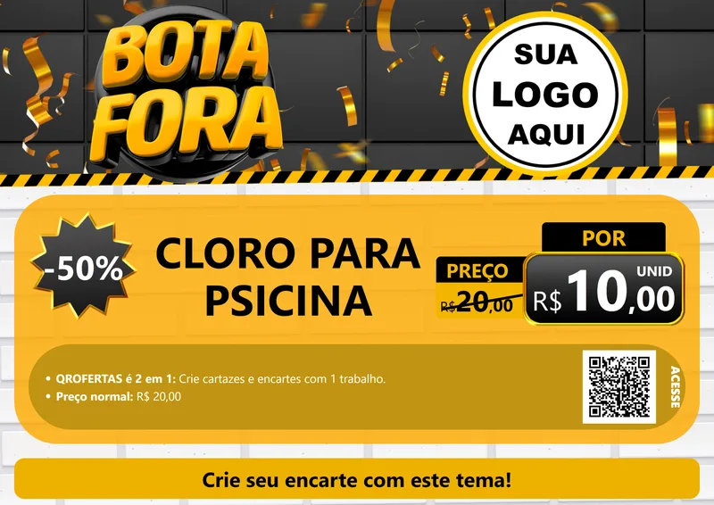 Modelo de Cartaz para Cartaz A4 Horizontal com o tema Bota Fora para Produtos para Piscina