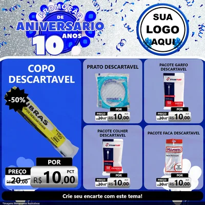 Modelo de Rede Social para Feed Facebook com o tema Promoção de Aniversário - 10 Anos para Embalagens