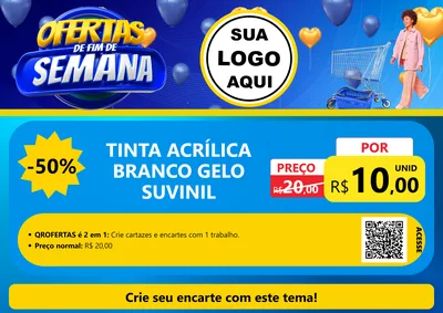 Modelo de Cartaz para Cartaz A4 Horizontal com o tema Ofertas de Fim de Semana para Tintas e Ferramentas