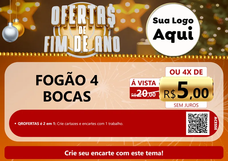 Modelo de Cartaz para Cartaz A4 Horizontal com o tema Ofertas de Fim de Ano para Móveis e Eletro