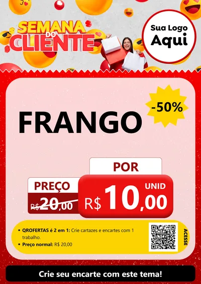 Modelo de Cartaz para Cartaz A4 Vertical com o tema Semana do Cliente para Assados