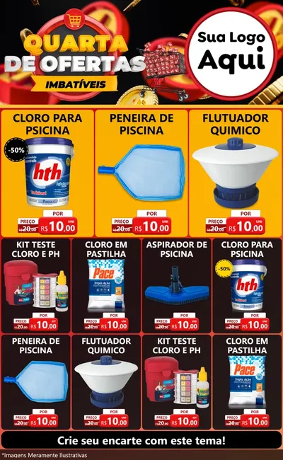 Modelo de Encarte para Encarte Grande com o tema Quarta de Ofertas Imbatíveis para Produtos para Piscina