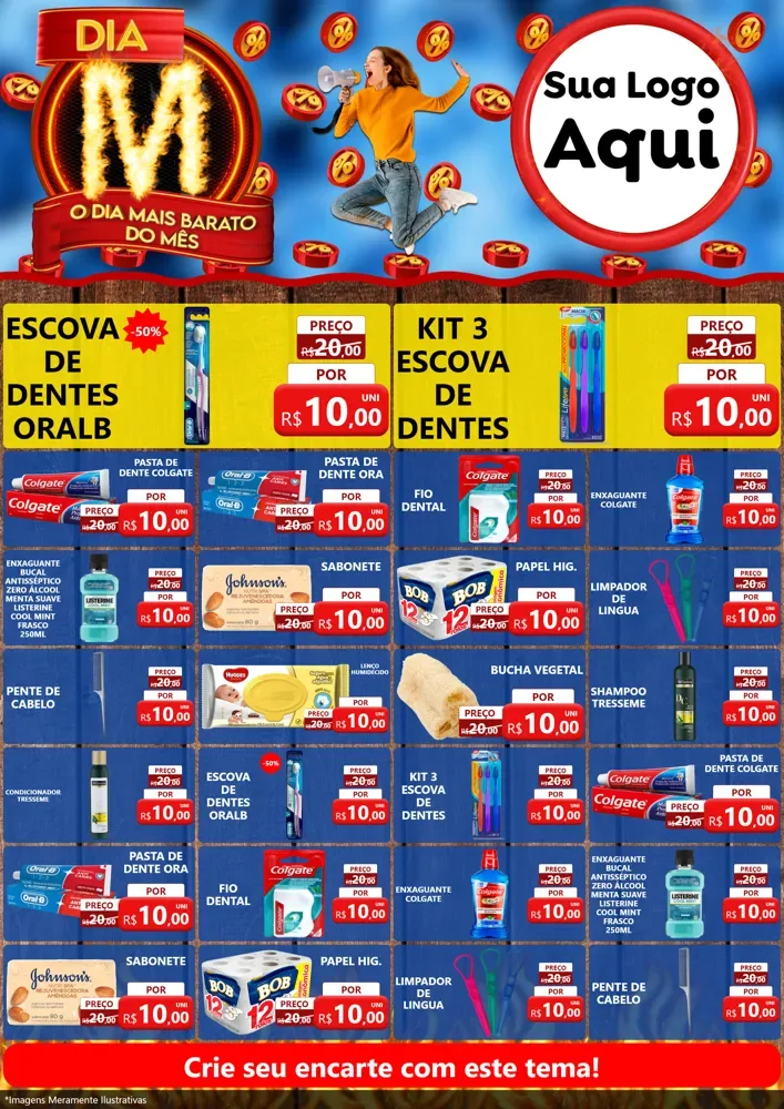 Modelo de Encarte para Encarte A4 Vertical com o tema Dia M - O Dia Mais Barato Do Mês para Higiene Pessoal