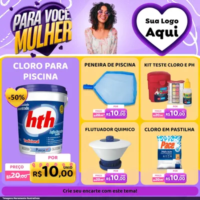 Modelo de Rede Social para Feed Facebook com o tema Para Você, Mulher para Produtos para Piscina
