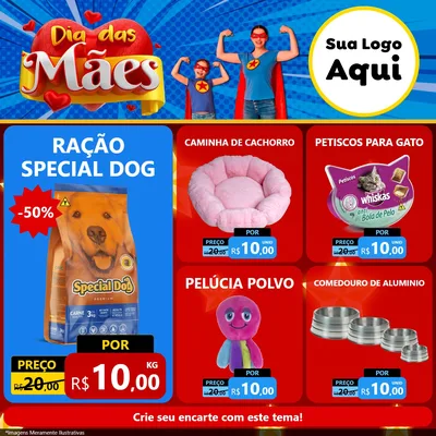 Modelo de Rede Social para Feed Facebook com o tema Dia das Mães para Pet Shop