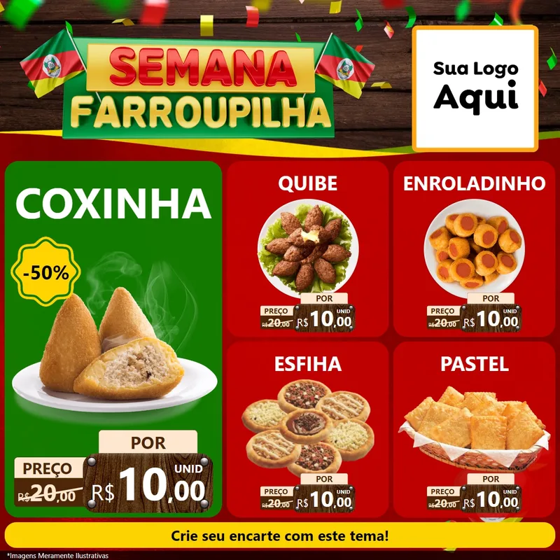 Modelo de Rede Social para Feed Facebook com o tema Semana Farroupilha para Salgadaria