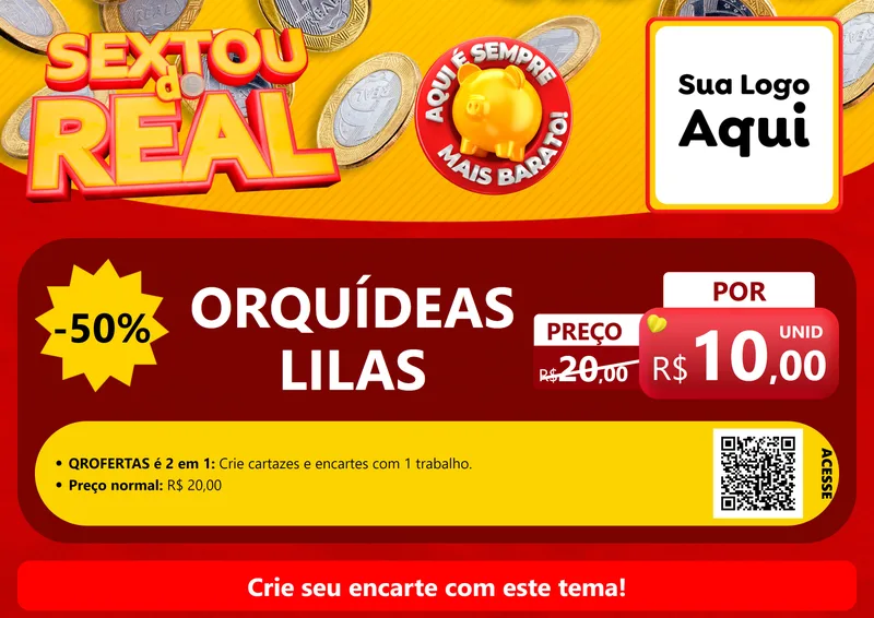 Modelo de Cartaz para Cartaz A4 Horizontal com o tema Sextou do Real para Floricultura e jardim