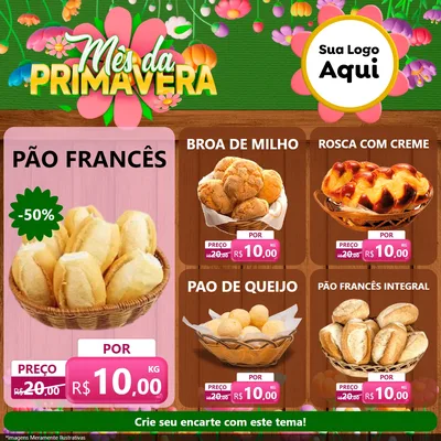 Modelo de Rede Social para Feed Facebook com o tema Mês da Primavera para Padaria