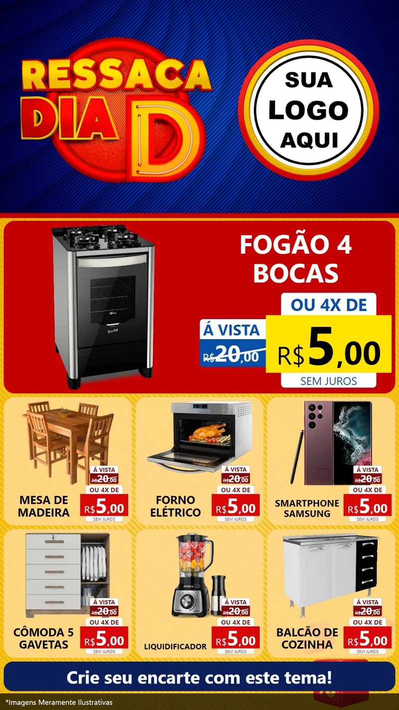 Modelo de Rede Social para Stories com o tema Ressaca Dia D para Móveis e Eletro