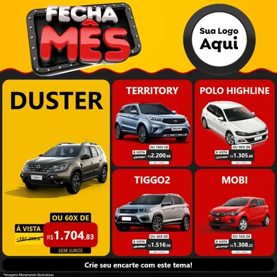 Modelo de Rede Social para Feed Facebook com o tema Fecha Mês para Concessionaria de Carros