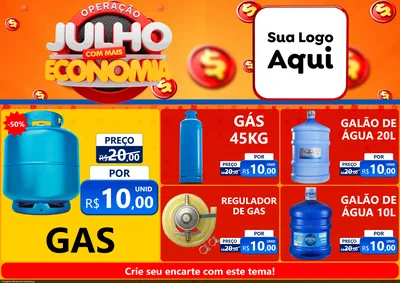 Modelo de Encarte para Encarte A4 Horizontal com o tema Operação Julho Com Mais Economia para Água e gás