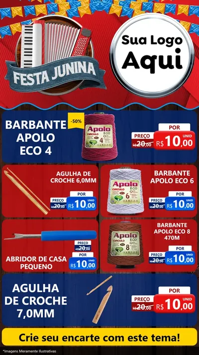 Modelo de TV para TV Vertical com o tema Festa Junina para Armarinho e Aviamentos