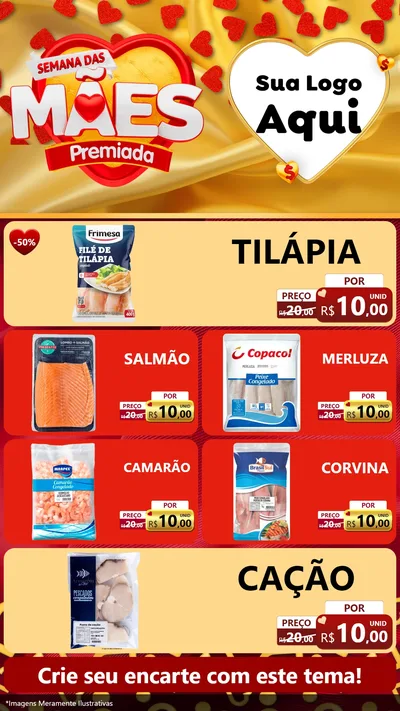 Modelo de TV para TV Vertical com o tema Semana das Mães Premiada para Peixaria