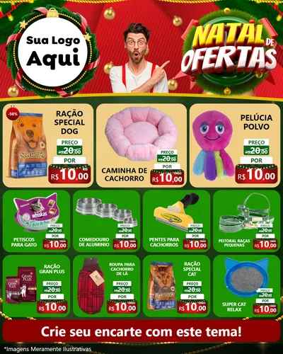 Modelo de Rede Social para Feed Instagram com o tema Natal de Ofertas para Pet Shop
