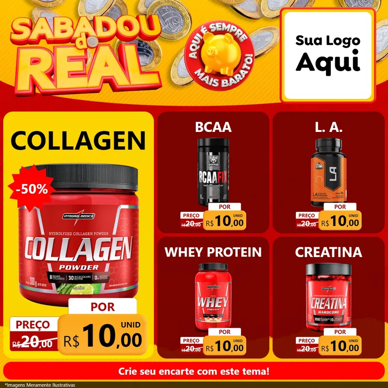 Modelo de Rede Social para Feed Facebook com o tema Sabadou do Real para Suplementos alimentares