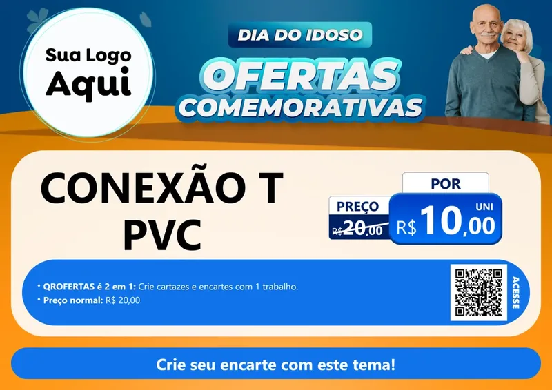 Modelo de Cartaz para Cartaz A4 Horizontal com o tema Dia do Idoso para Tubos e conexões