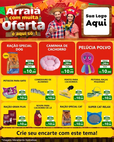 Modelo de Rede Social para Feed Instagram com o tema Arraiá Com Muita Oferta - É Aqui Sô! para Pet Shop