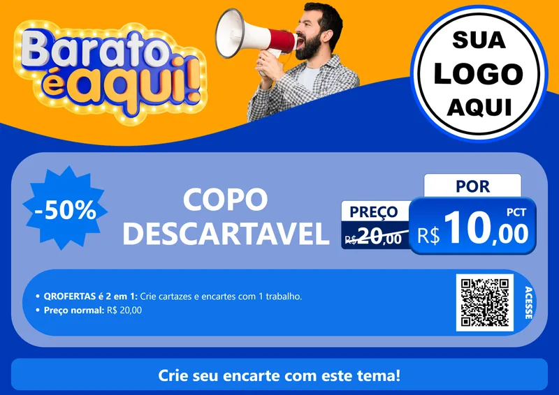 Modelo de Cartaz para Cartaz A4 Horizontal com o tema Barato é aqui para Embalagens