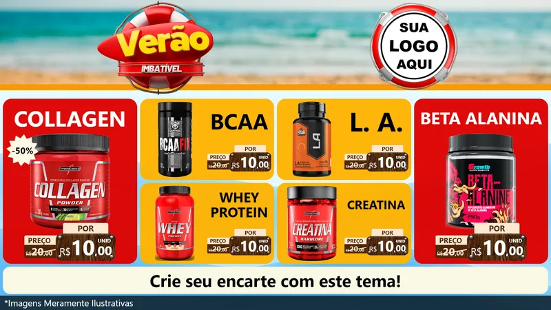 Modelo de TV para TV Horizontal com o tema Verão Imbatível para Suplementos alimentares