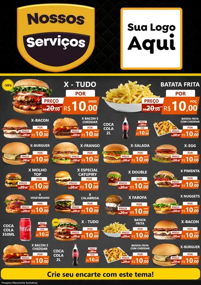 Modelo de Encarte para Encarte A4 Vertical com o tema Nossos Serviços para Hamburgueria