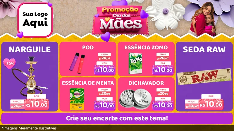 Modelo de TV para TV Horizontal com o tema Promoção Dia das Mães para Tabacaria