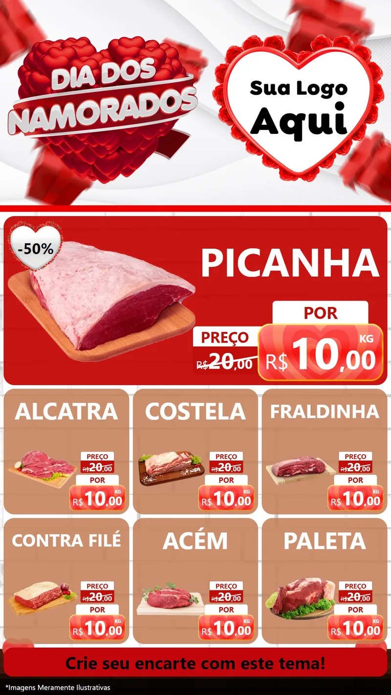 Modelo de Rede Social para Stories com o tema Dia dos Namorados para Açougue