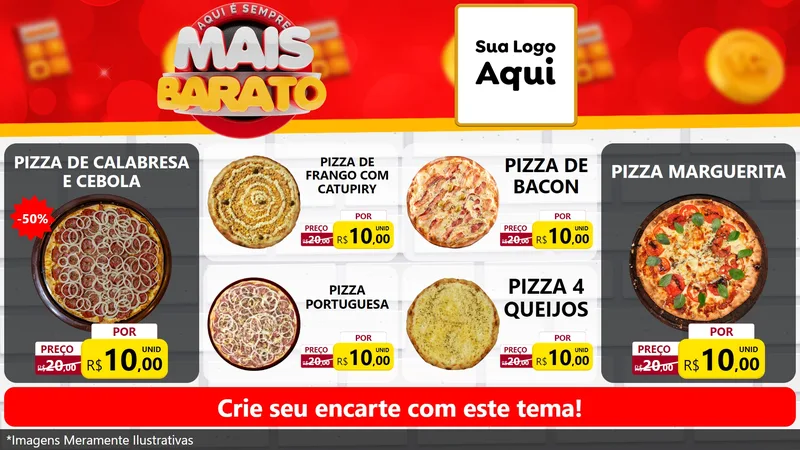 Modelo de TV para TV Horizontal com o tema Mais Barato para Pizzaria