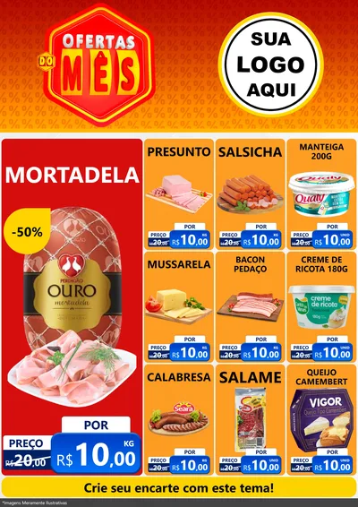 Modelo de Encarte para Encarte A4 Vertical com o tema Ofertas do Mês para Frios e Laticínios