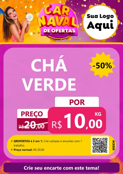 Modelo de Cartaz para Cartaz A4 Vertical com o tema Carnaval de Ofertas para Produtos Naturais