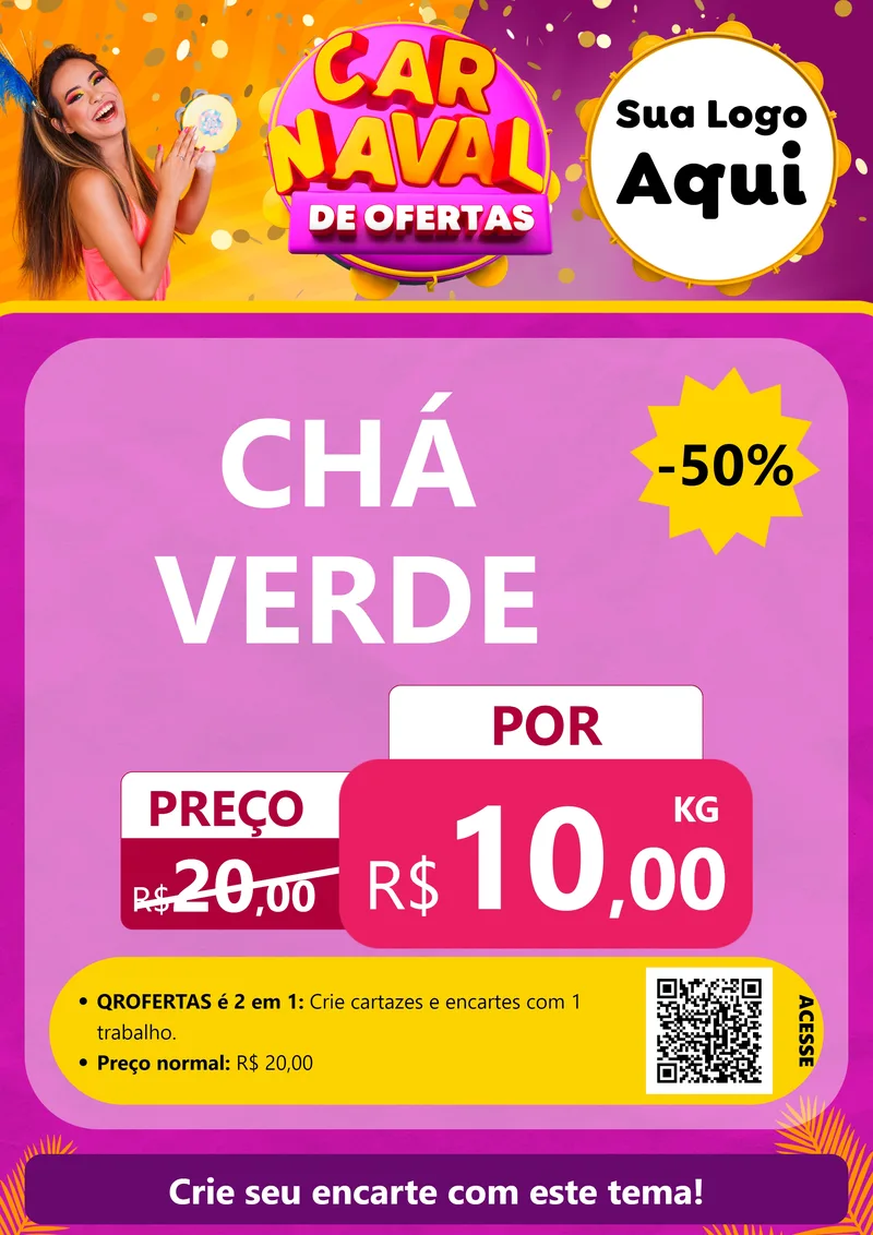 Modelo de Cartaz para Cartaz A4 Vertical com o tema Carnaval de Ofertas para Produtos Naturais
