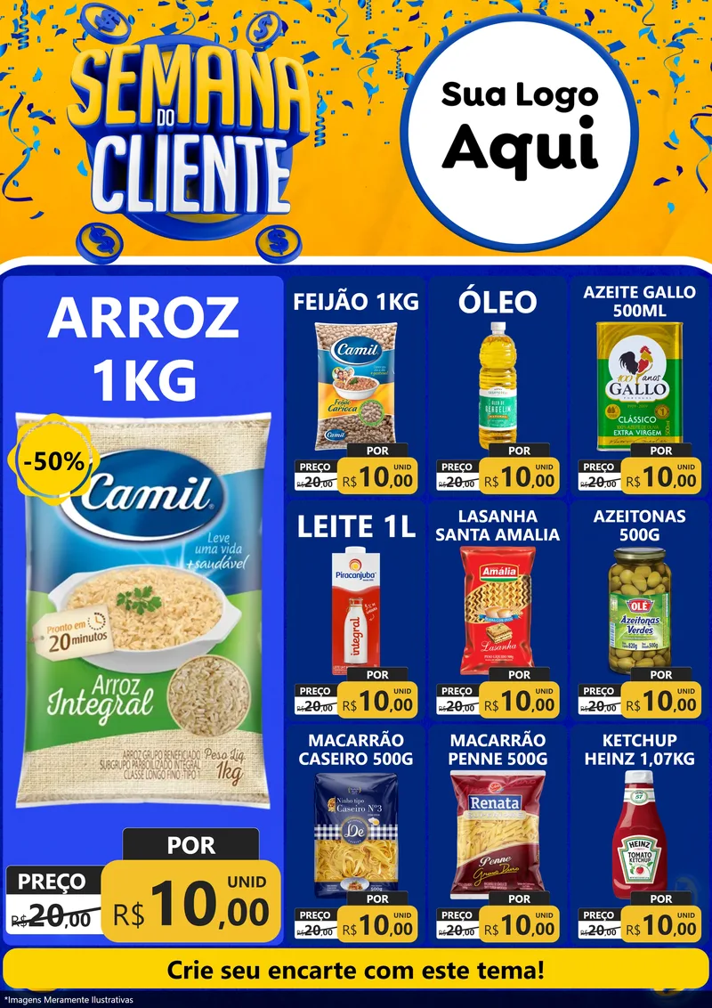 Modelo de Encarte para Encarte A4 Vertical com o tema Semana do Cliente para Supermercado