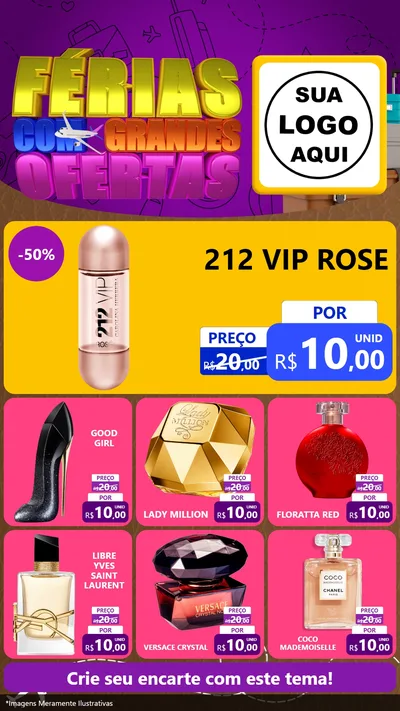 Modelo de Rede Social para Stories com o tema Férias com Grandes Ofertas para Perfumes