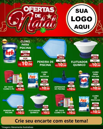 Modelo de Rede Social para Feed Instagram com o tema Ofertas de Natal para Produtos para Piscina