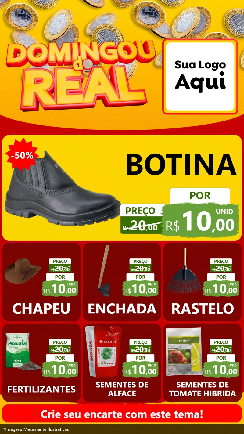 Modelo de Rede Social para Stories com o tema Domingou do Real para Agropecuária