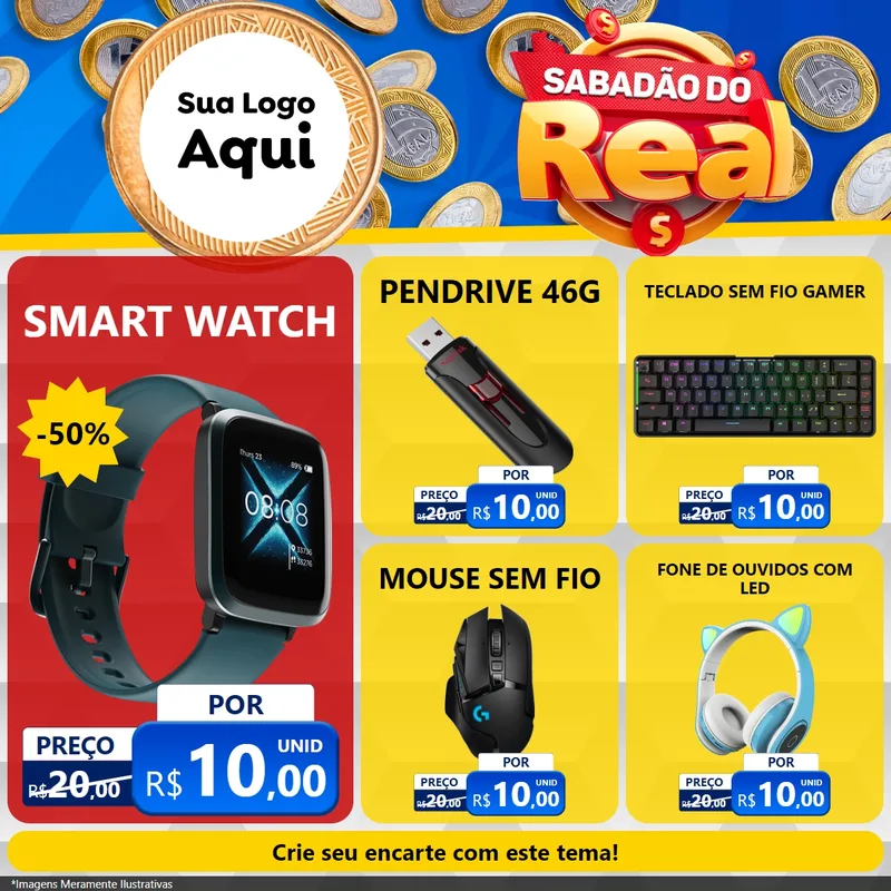 Modelo de Rede Social para Feed Facebook com o tema Sabadão do Real para Informática