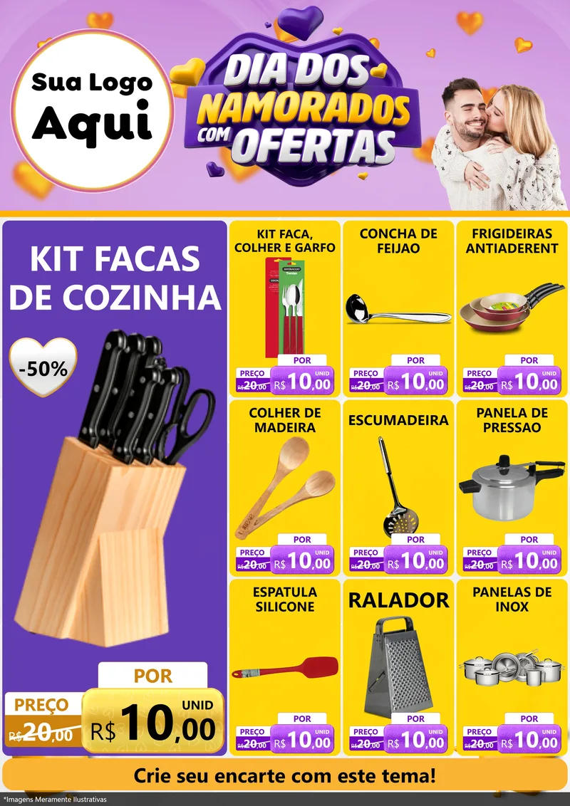 Modelo de Encarte para Encarte A4 Vertical com o tema Dia Dos Namorados Com Ofertas para Utilidades Domésticas