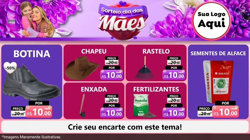 Modelo de TV para TV Horizontal com o tema Sorteio Dia das Mães para Agropecuária