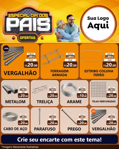 Modelo de Rede Social para Feed Instagram com o tema Especial Dia dos Pais para Ferragens