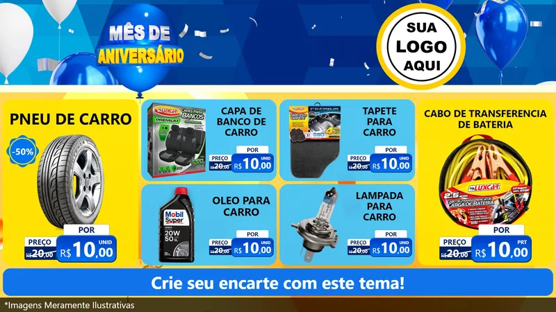 Modelo de TV para TV Horizontal com o tema Mês de Aniversário para Auto peças