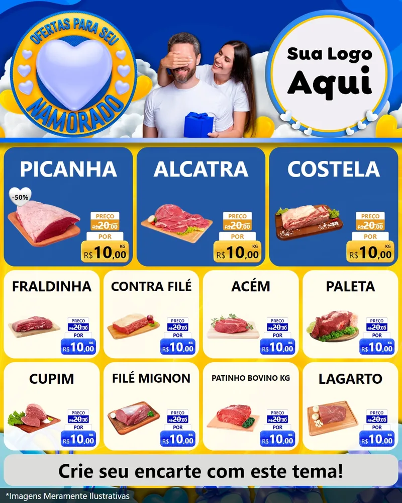 Modelo de Rede Social para Feed Instagram com o tema Ofertas Para Seu Namorado para Açougue
