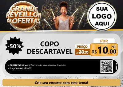 Modelo de Cartaz para Cartaz A4 Horizontal com o tema Grande Réveillon de Ofertas para Embalagens