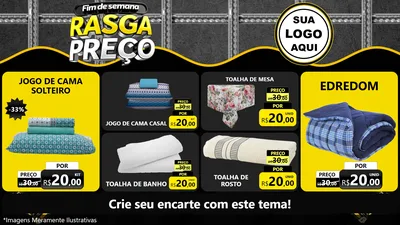 Modelo de TV para TV Horizontal com o tema Fim de Semana Rasga Preço para Cama, Mesa e Banho