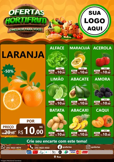 Modelo de Encarte para Encarte A4 Vertical com o tema Ofertas Hortifruti - O Melhor Para Você! para Hortifrúti