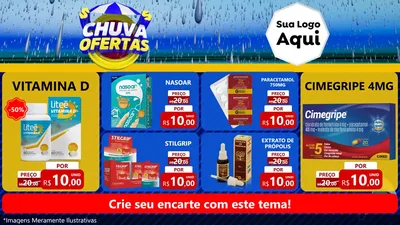 Modelo de TV para TV Horizontal com o tema Chuva de Ofertas para Farmácia